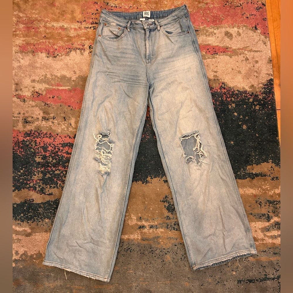 BDG Light Blue Boyfriend Jeans with Distressed Details